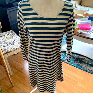 Cute slate blue and cream striped dress